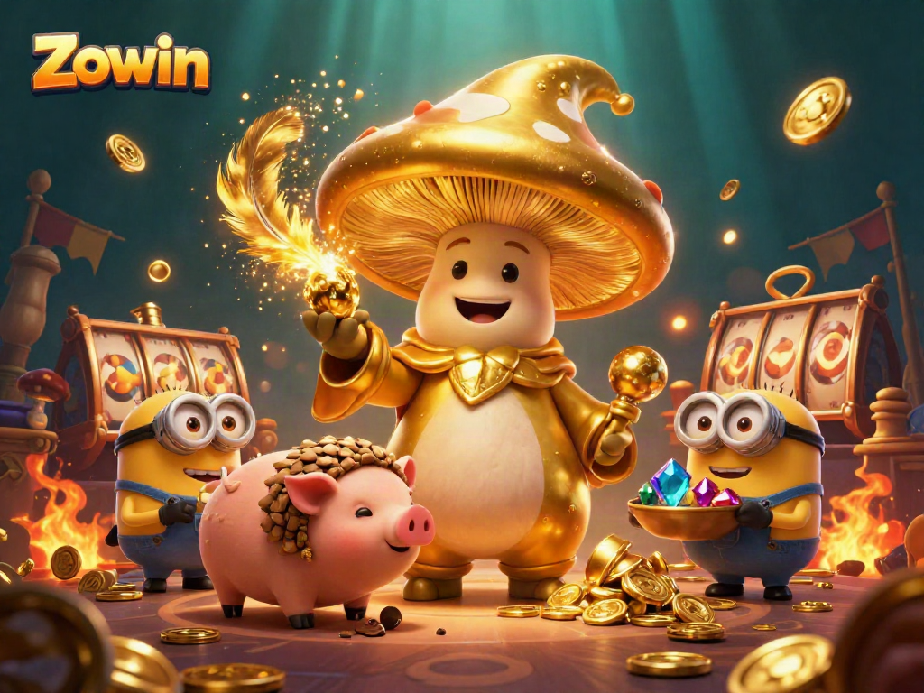 Win big with Zowin's magical casino adventure featuring treasures and spinning slot reels.