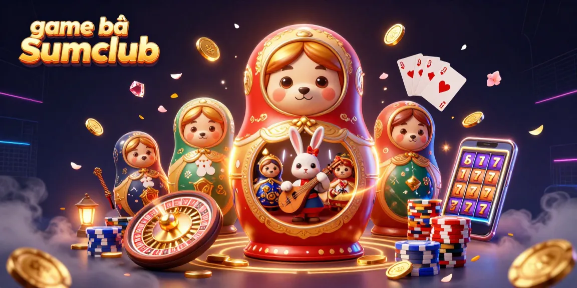 Experience game bài Sumclub with captivating 3D features, vibrant casino elements, and charming characters all in one image.