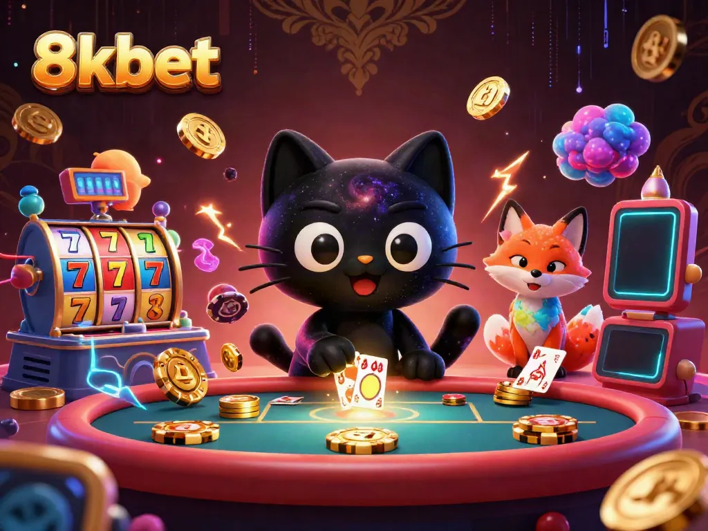 Engage in thrilling gameplay at 8xbet's cosmic casino with unique characters and vibrant slot machines.