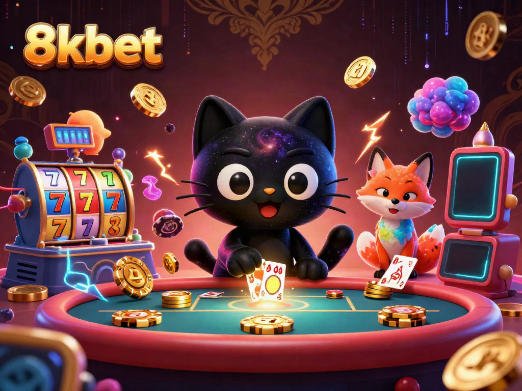 Engage in thrilling gameplay at 8xbet's cosmic casino with unique characters and vibrant slot machines.