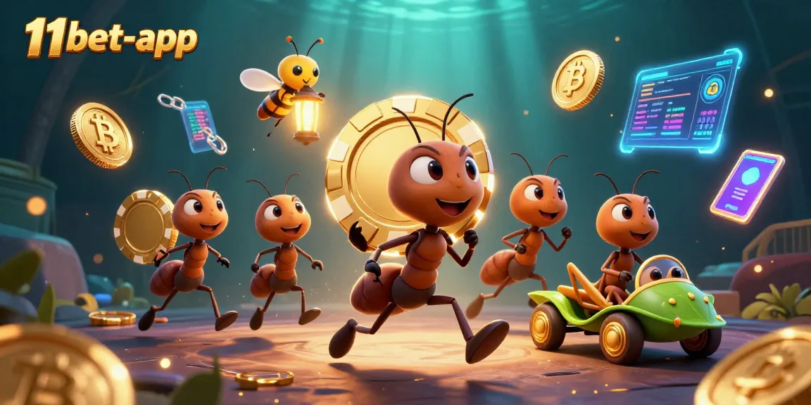 Join the exciting adventure of 11bet-app with a heist team of ants amidst crypto and casino elements.