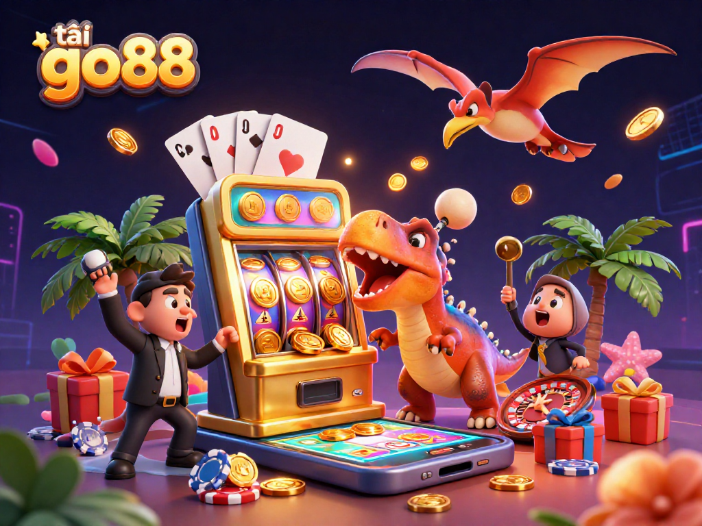 Experience the thrill of tải go88 with a pachycephalosaurus winning jackpots alongside a casino manager.