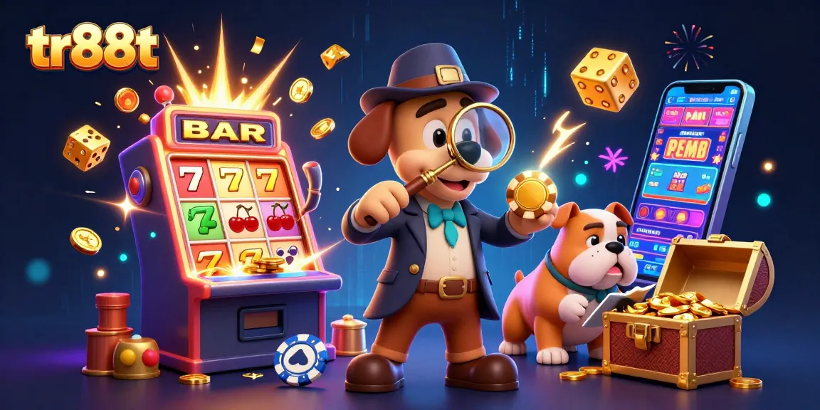 Experience the excitement of tr88t with cartoon characters exploring a vibrant casino treasure scene.