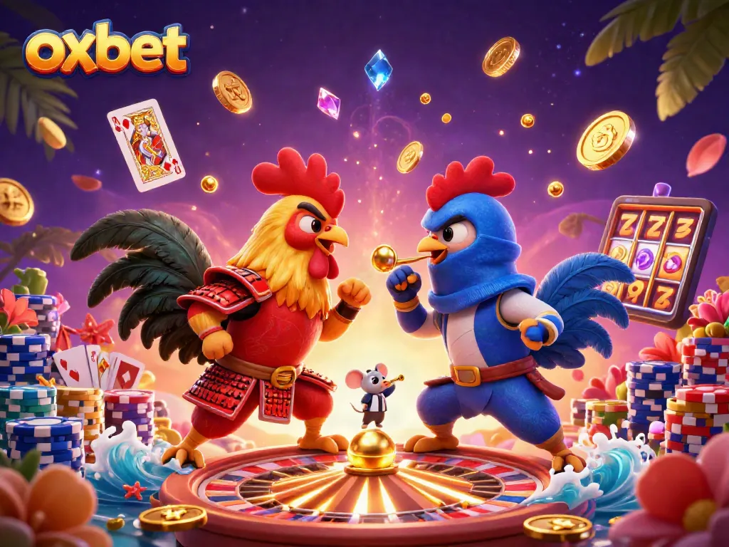 Bet against fierce roosters in a dramatic showdown for oxbet's highest rewards amidst cascading jewels.