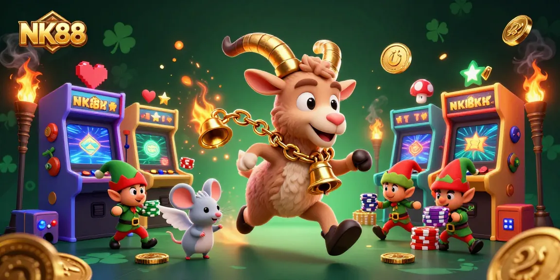 Engage in thrilling games at NK88's festive casino with playful characters and exciting themes.