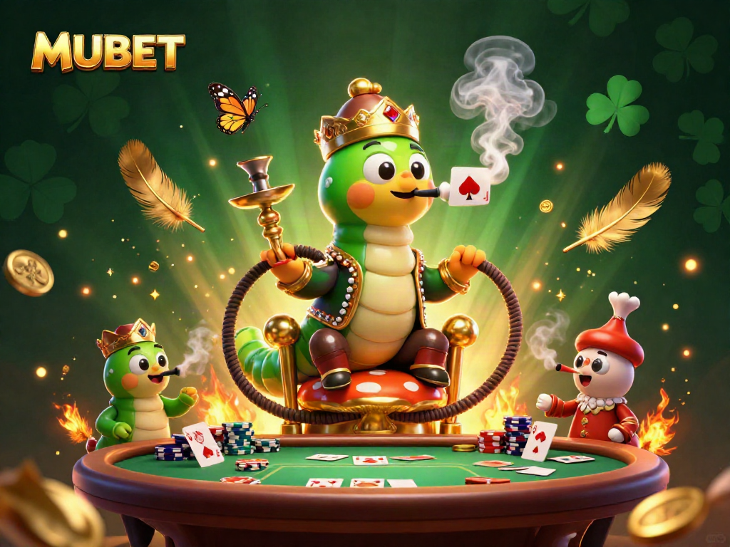 MUBET elevates your poker game with a vibrant 3D casino scene featuring enchanting elements.