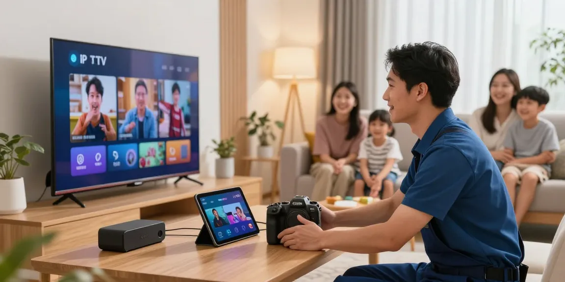 Trusted IPTV services provider installing technology in a local home environment.