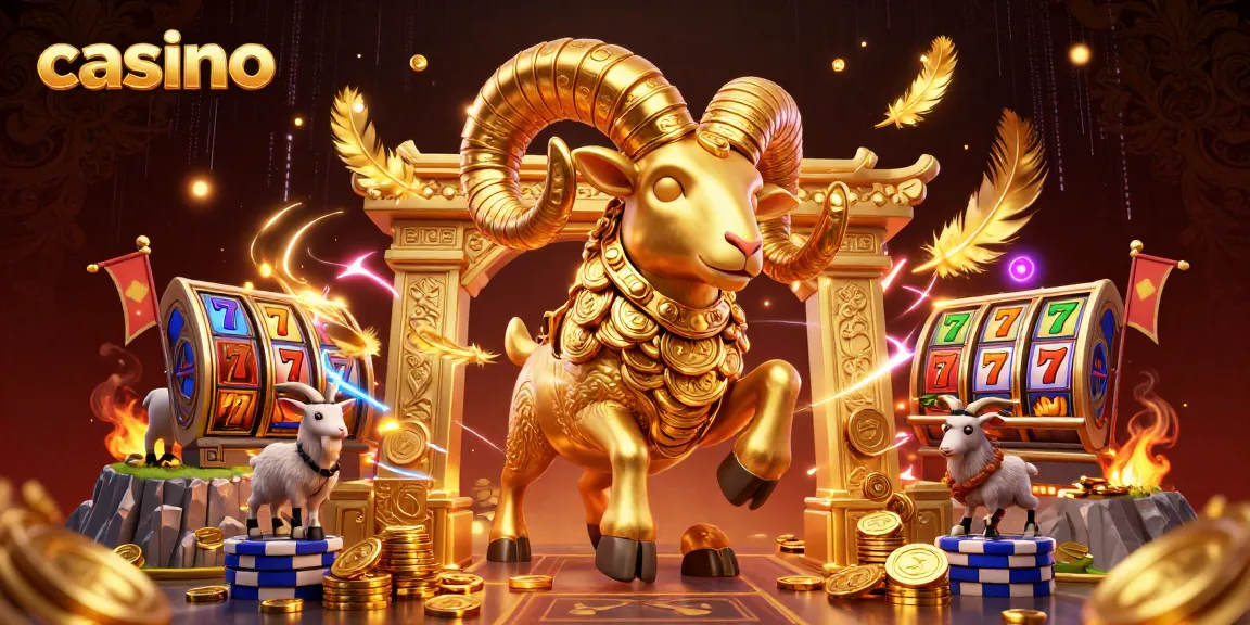 Engage in thrilling casino action with a vibrant scene featuring a massive golden ram charging at a gate.