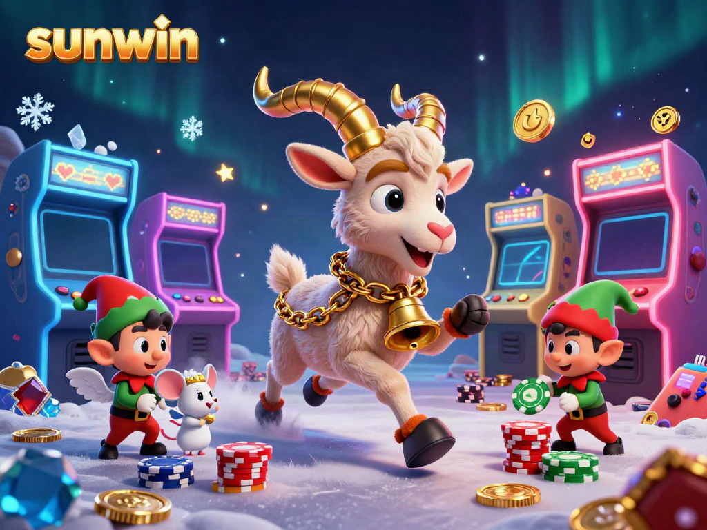 Sunwin casino experience with fantasy characters at a vibrant gaming scene, highlighting excitement and fun.