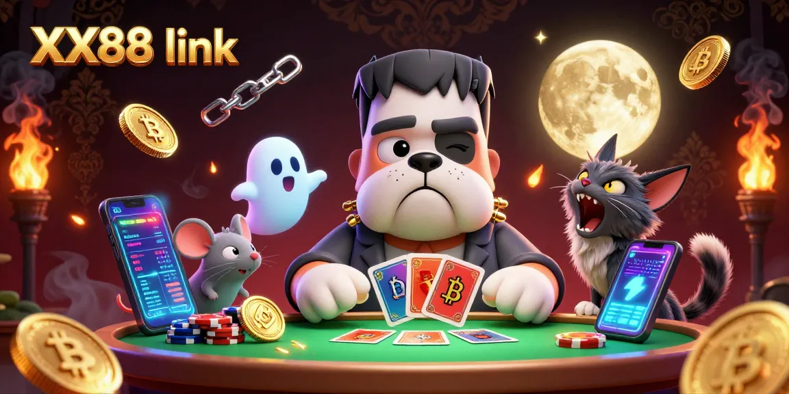 Engage with the thrilling XX88 link experience at a spooky casino table with animated characters.