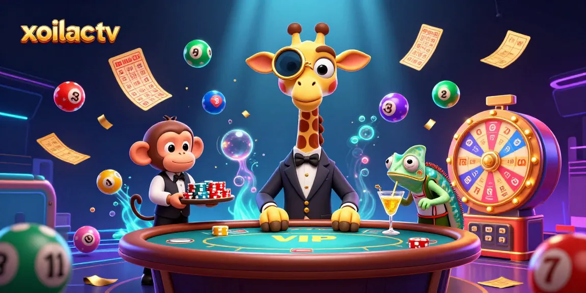 Engage with thrilling moments at xoilac tv, featuring a high-roller giraffe and vibrant casino elements.