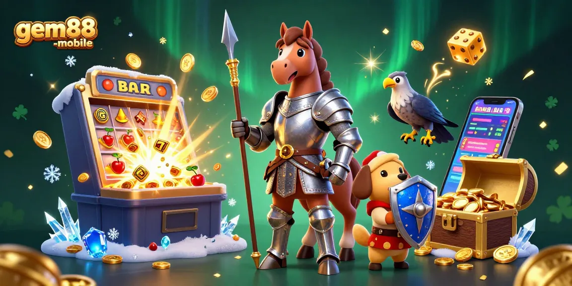 Experience exciting jackpots with gem88-mobile featuring knights, treasure, and vibrant casino visual elements.