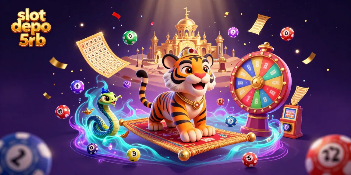 Spin to win with slot depo 5rb in this vibrant 3D illustration showcasing jackpot excitement.